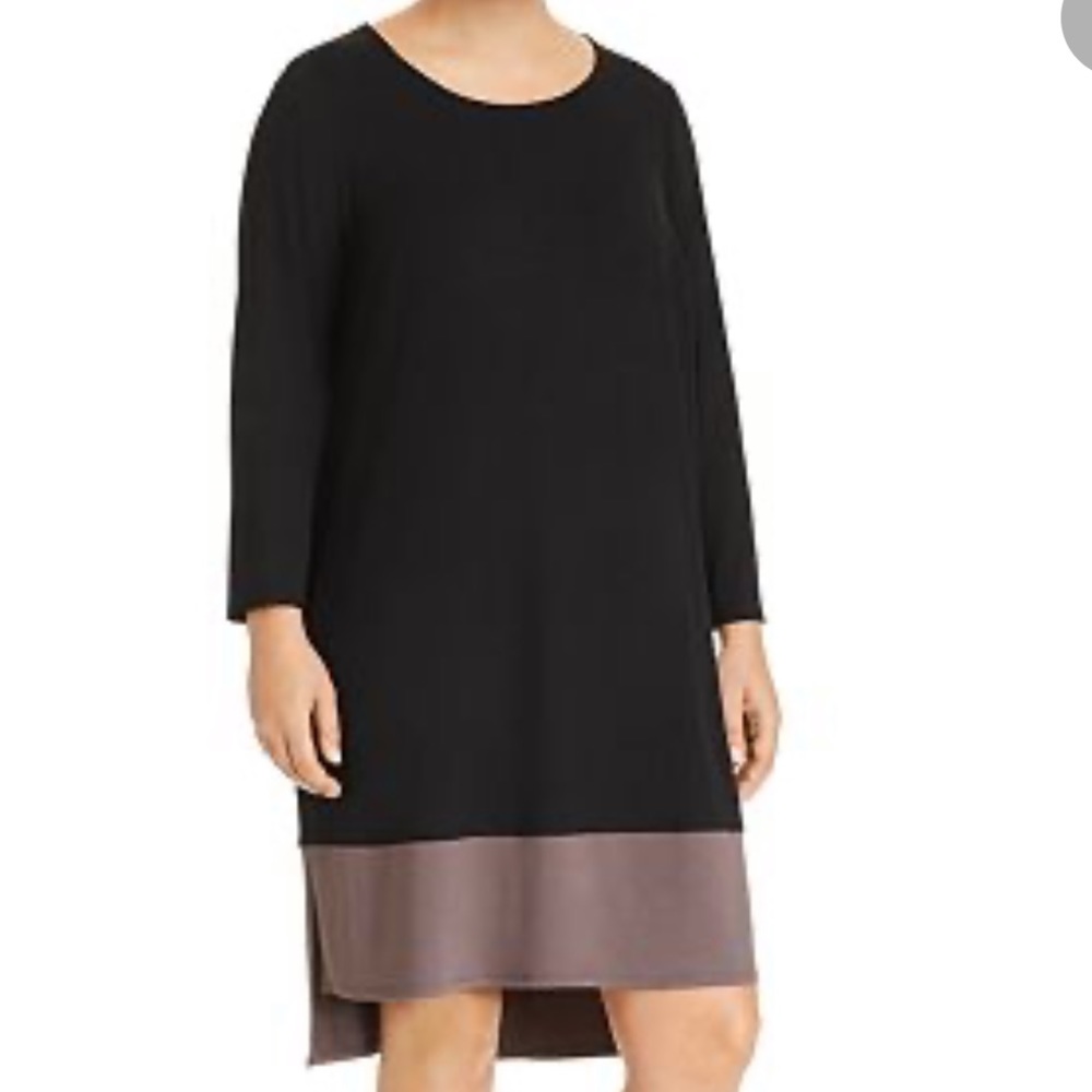 Beautiful Eileen Fisher Color-block Hi-Lo dress